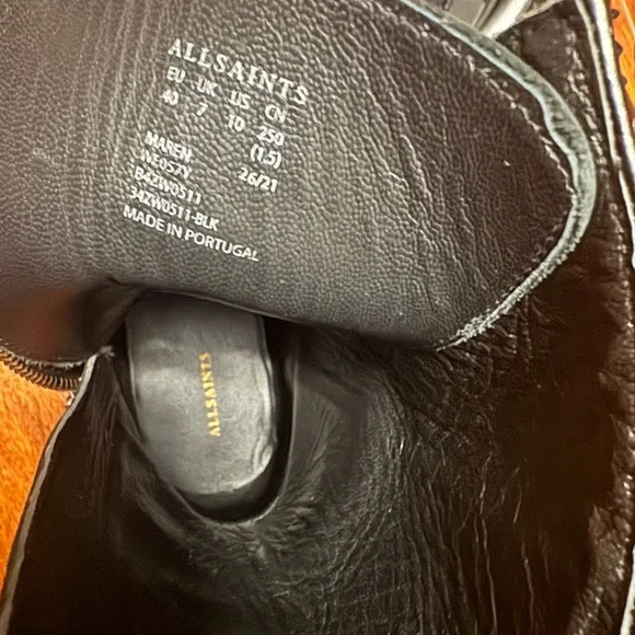 AllSaints Black Maren Leather Combat Boots Size 10 US (See details) - Picture 9 of 9
